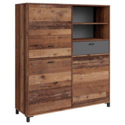 Highboard B: 126 cm Jackson Anthrazit/Braun