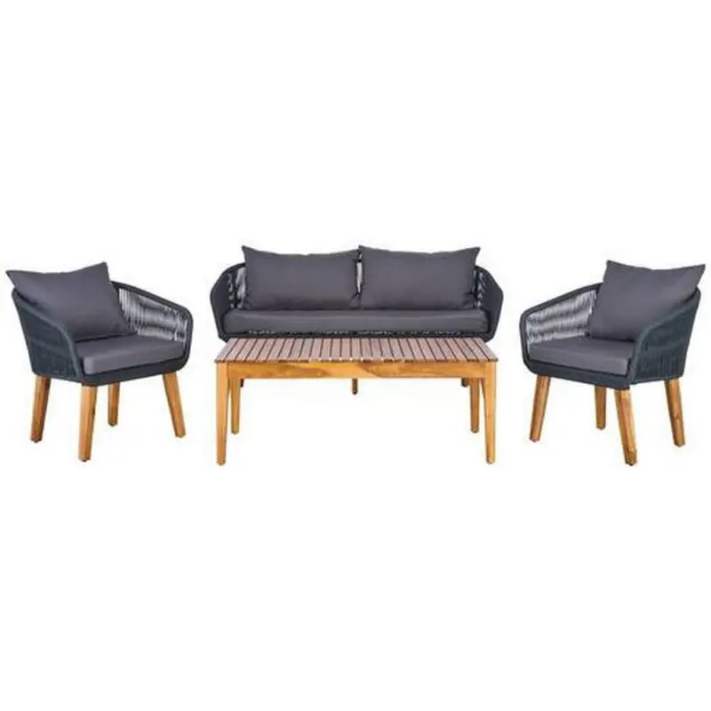 Loungegarnitur Trendy Aus Holz/Metall mit Kissen