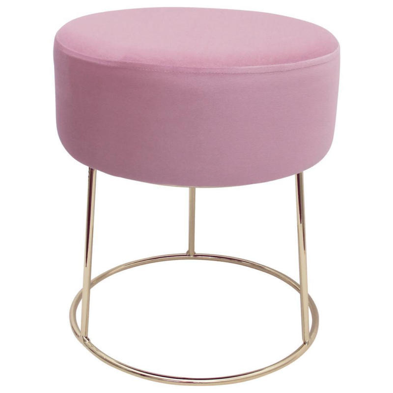 Hocker Marilyn Samt Rosa Sitz Gepolstert H: 40,5 Cm