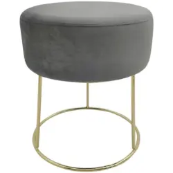 Hocker Marilyn Samt Grau Sitz Gepolstert H: 40,5 Cm
