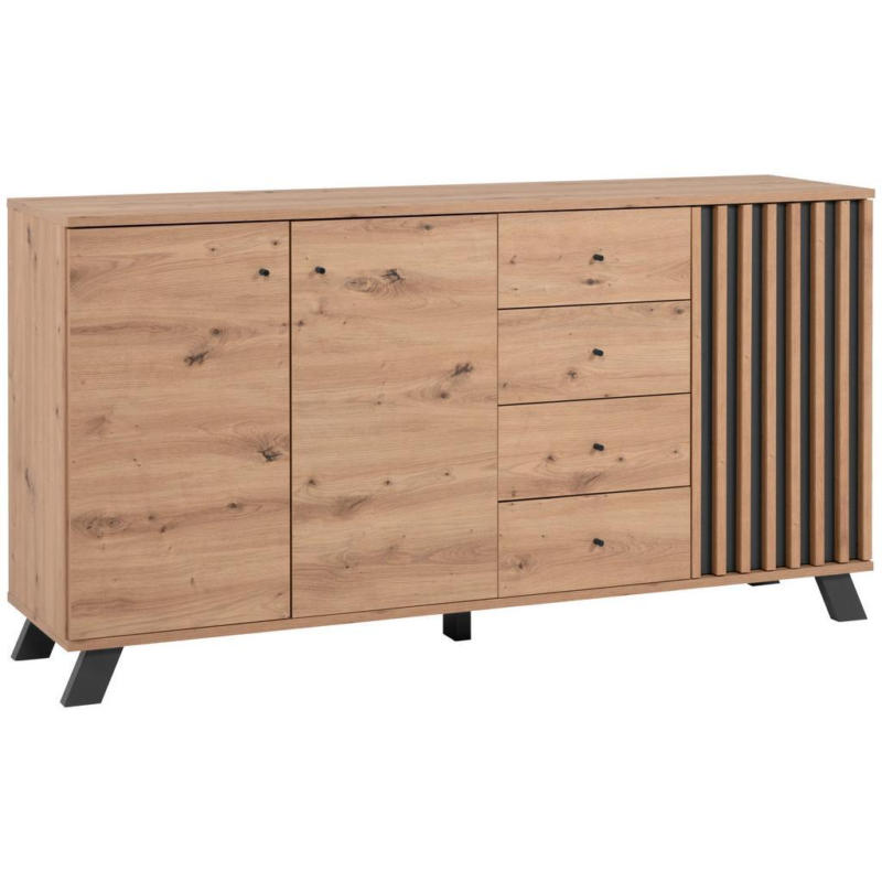 Sideboard Mit Einlegeböden 160 Cm Medan Anthrazit/eiche Dekor