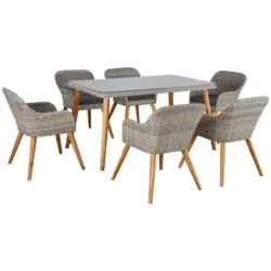 Gartengarnitur 7-tlg. Oslo Kunststoffgeflecht Mit Kissen