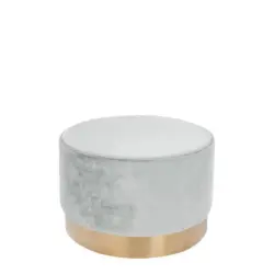 Pouf Samt Weiß/Goldfarben DxH: ca. 55x43 cm