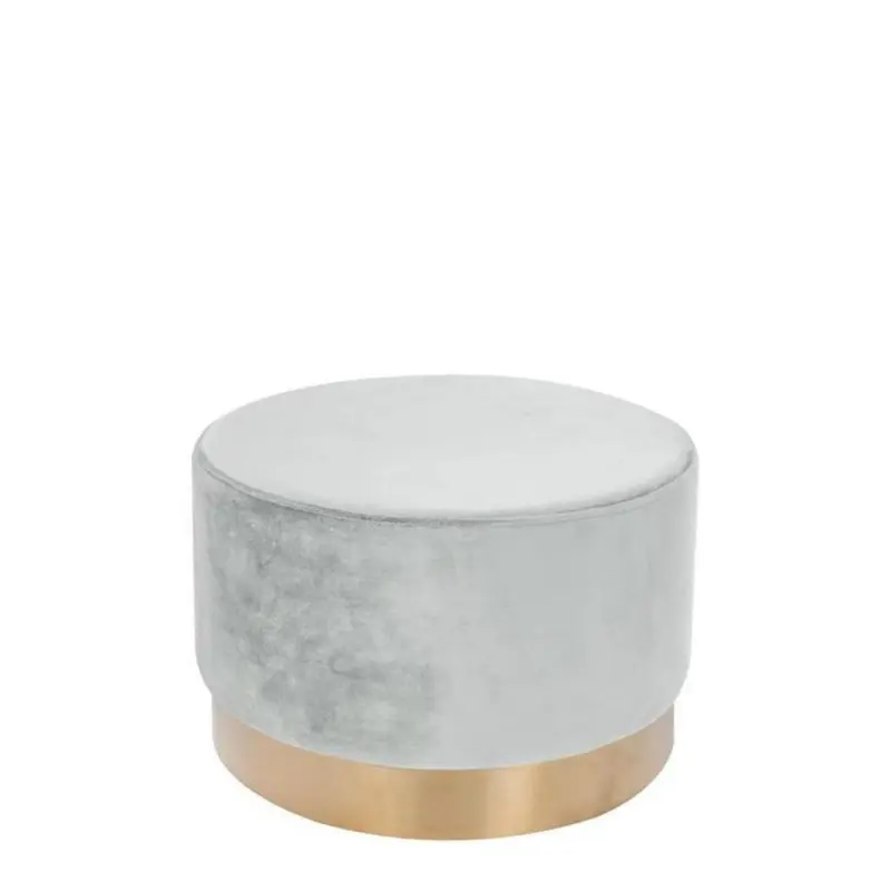 Pouf Samt Weiß/Goldfarben DxH: ca. 55x43 cm