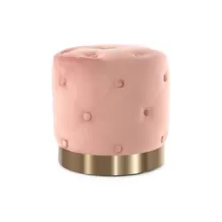 Hocker Pouf Samt Rosa/Goldfarben H: 40 cm