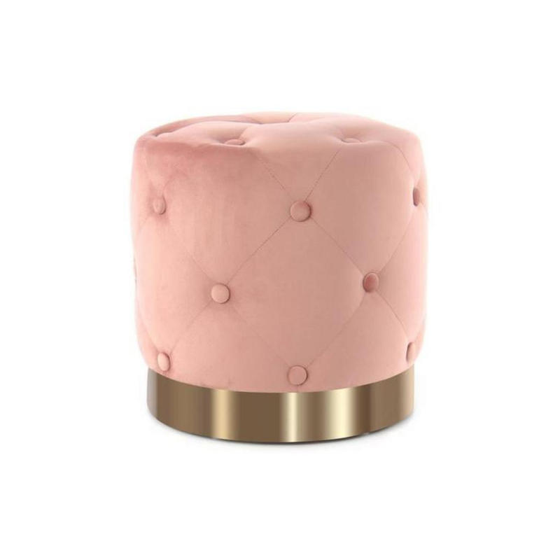 Hocker Pouf Samt Rosa/goldfarben H: 40 Cm