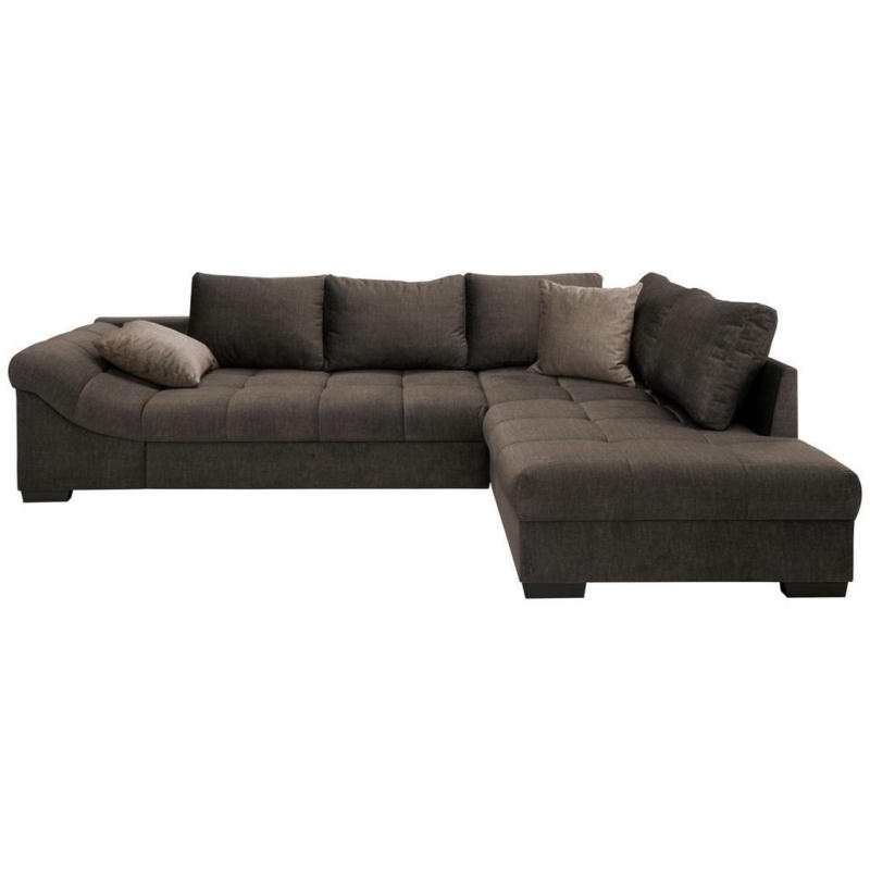 Ecksofa Mit Schlaffunktion Dunkelbraun Velours