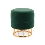 Möbelix Hocker Pouf Samt/Eisen Grün/Goldfarben H: 41 cm