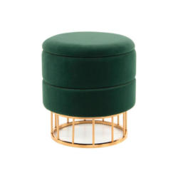 Hocker Pouf Samt/eisen Grün/goldfarben H: 41 Cm