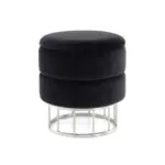 Möbelix Pouf mit Stauraum Samt/Eisen Schwarz/Silbern H: 41 cm
