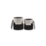 Möbelix Hocker Pouf-Set Samt Grau/Schwarz 2-teilig