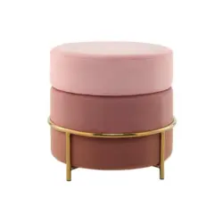 Pouf Samt Rosa H: 46 cm Rund