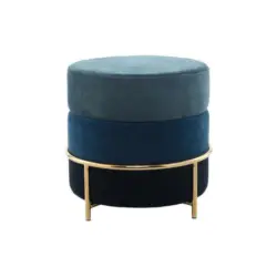 Hocker Pouf Struktur Blau H: 46 cm Rund