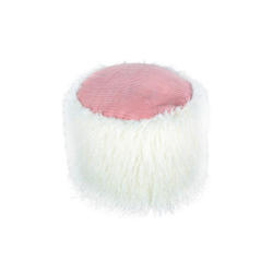 Pouf Kusntstoff Weiß/Rosa DxH: 45x38 cm