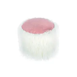 Pouf Kusntstoff Weiß/Rosa DxH: 45x38 cm