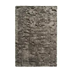 Hochflor Teppich Olivgrün/ Braun Tender 80x150 cm