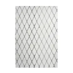 Hochflor Teppich Anthrazit/ Weiß Vivica 160x230 cm