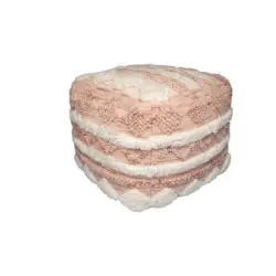 Pouf Bohist Mischgewebe Creme/rosa Dxh: 50x45 Cm