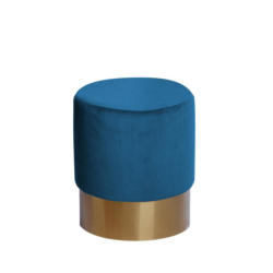 Hocker Samt Blau Sitz Gepolstert H: 42 cm