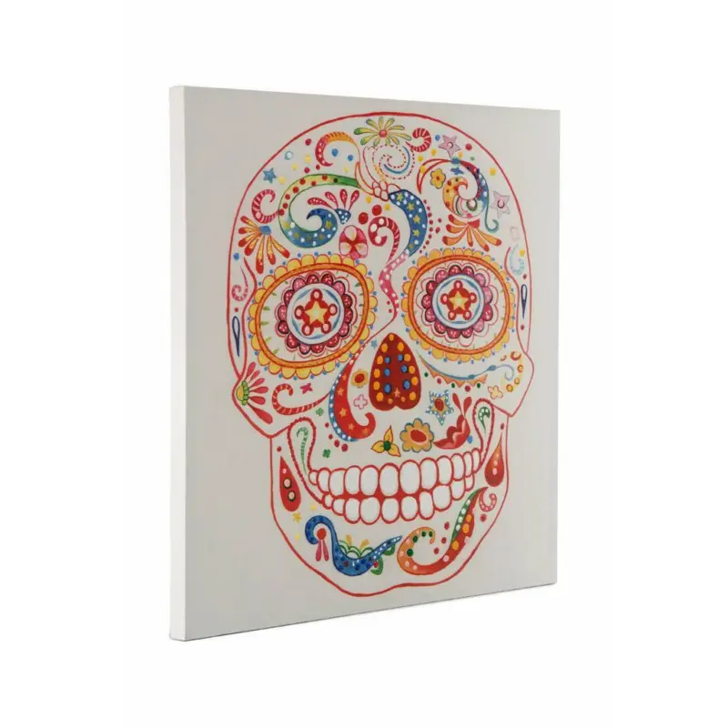 Leinwandbild Totenkopf Multicolor 90x90 Cm