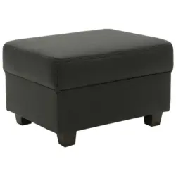 Polsterhocker Norma Schwarz Lederlook H: 41 Cm