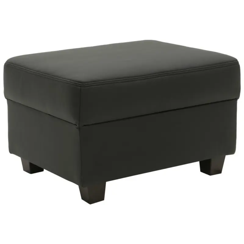 Polsterhocker Norma Schwarz Lederlook H: 41 Cm