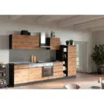 M&ouml;belix K&uuml;chenzeile Turin Mit Ger&auml;ten B: 330 Cm Graphitfarben/eiche