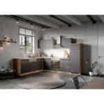 Möbelix Einbauküche Eckküche Möbelix Turin Mit Geräte 240x300 Cm Grau/eiche Dekor