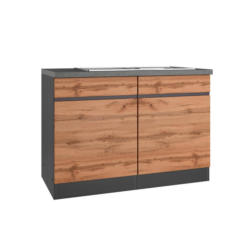 Spülenschrank Mit Spüle Turin B: 120 Cm Graphit/eiche Dekor