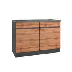 Spülenschrank Mit Spüle Turin B: 120 Cm Graphit/eiche Dekor