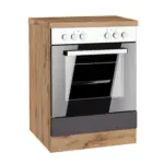 Möbelix Herdumbauschrank Turin B: 60cm Grau/eichef. + Arbeitsplatte