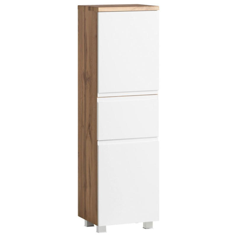 Midischrank Varese B: 40 cm Weiß/Wotaneiche Dekor