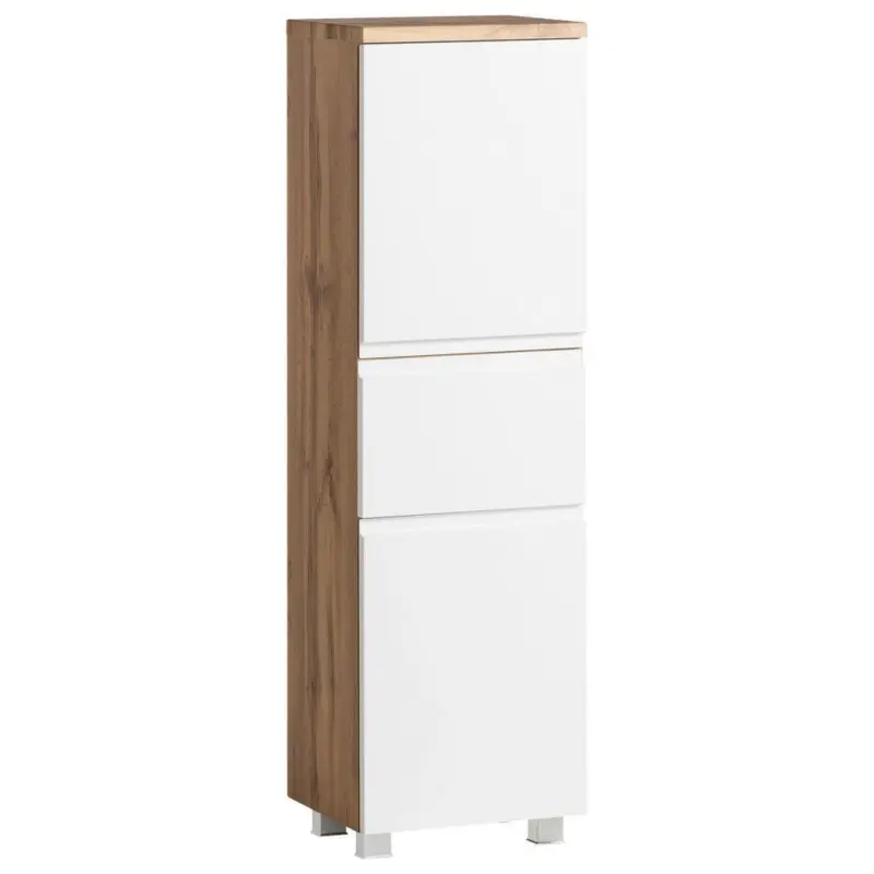 Midischrank Varese B: 40 Cm Wei&szlig;/wotaneiche Dekor