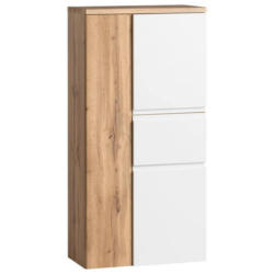 Midischrank Varese B: 65 cm Weiß/Wotaneiche Dekor