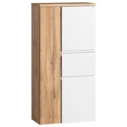 Midischrank Varese B: 65 Cm Weiß/wotaneiche Dekor