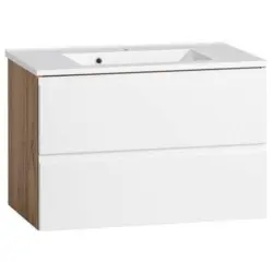 Waschbecken mit Unterschrank Varese B:80cm Eiche Dekor/Wei&szlig;