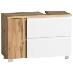 Waschbeckenunterschrank Varese B: 85 Cm Wotaneiche Dekor/wei&szlig;