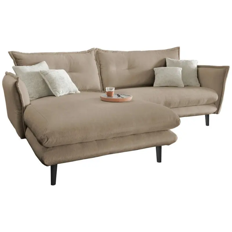 Ecksofa Lazio Mit Kissen Hellbraun Chenille