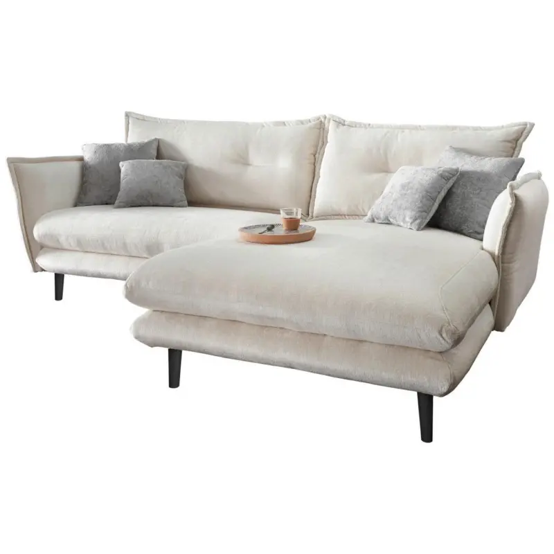 Ecksofa Lazio Mit Kissen Weiß Webstoff