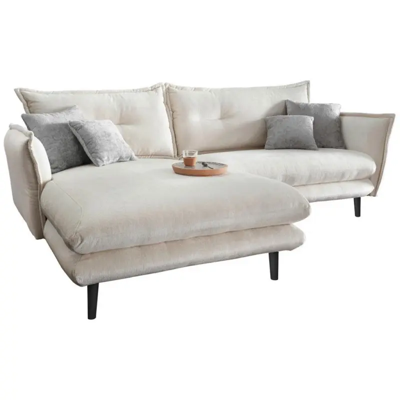 Ecksofa Lazio Mit Kissen Weiß Chenille