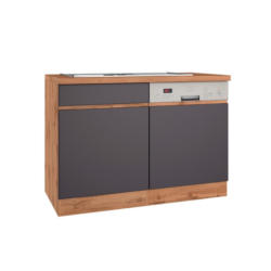 Spülenschrank Mit Spüle Turin B: 120cm Grau/wotaneiche Dekor