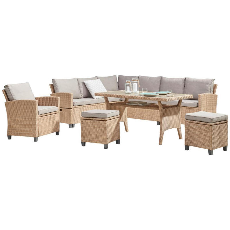 Loungegarnitur 6-tlg. Porto- Multi, Polyrattan Mit Kissen