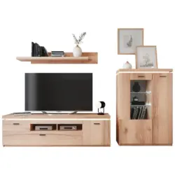 Wohnkombination Modern 3 Tlg. Mit Led Vanvouver, Eiche Dekor