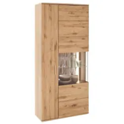 Vitrine Santori B: 90 cm teilmassiv Eichefarben