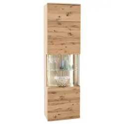 Vitrine Santori B: 60 cm teilmassiv Eichefarben