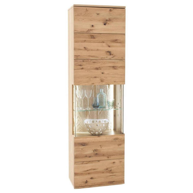 Vitrine Santori B: 60 cm teilmassiv Eichefarben