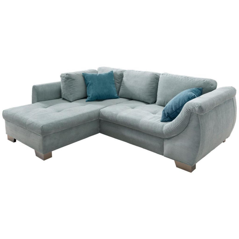 Ecksofa mit Schlaffunktion Flora Blau Kord