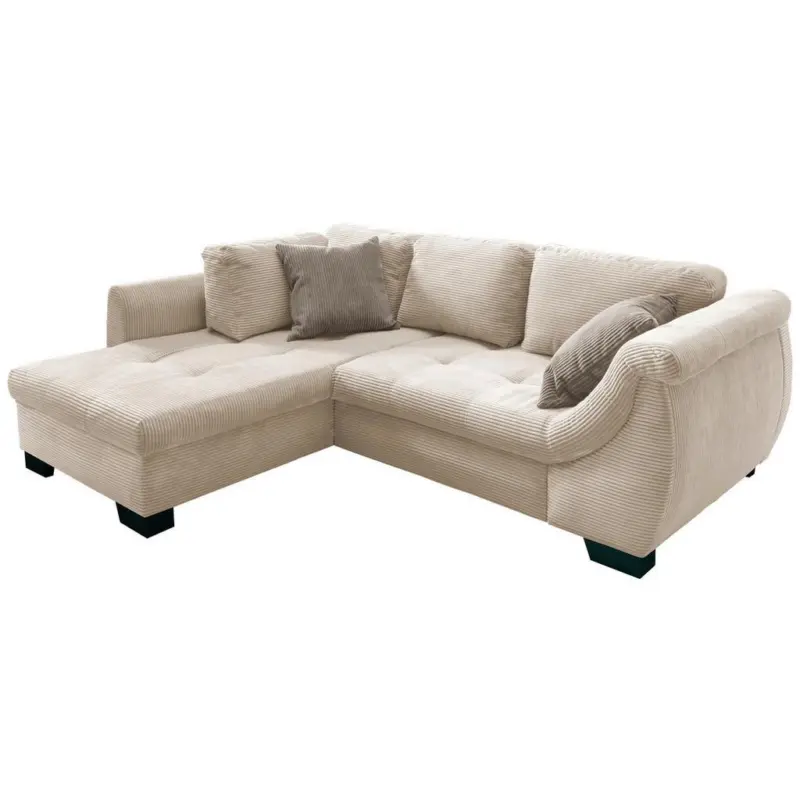 Ecksofa mit Schlaffunktion Flora Beige Kord