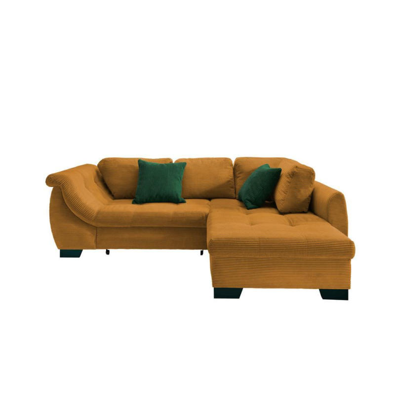 Ecksofa mit Schlaffunktion Flora Goldfarben Kord