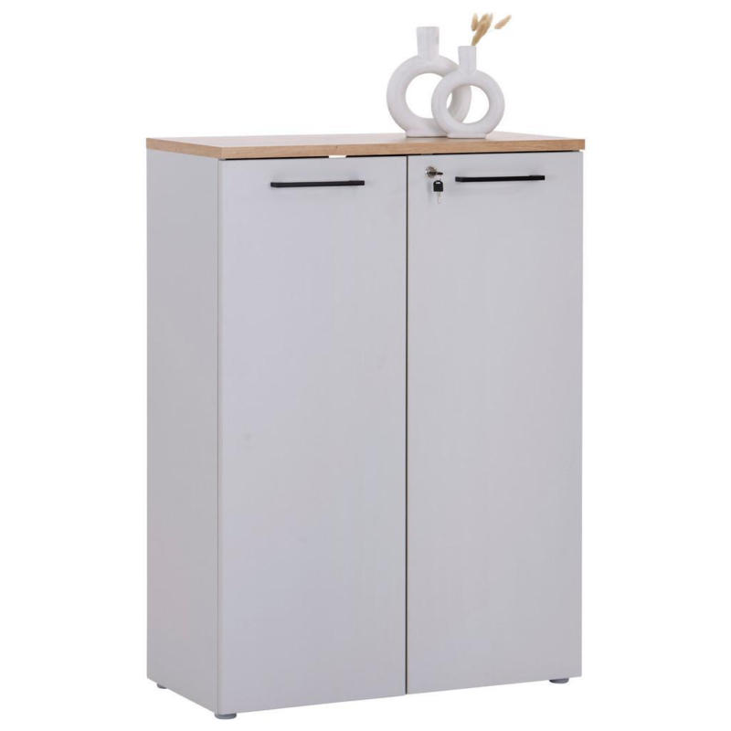 Aktenschrank Versperrbar Eiche Dekor Weiß B: 80 Cm